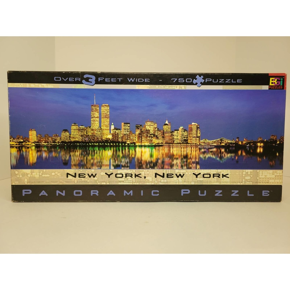 Vtg New York City 3 Ft. Wide Panoramic View 750 Piece Puzzle World Trade Center